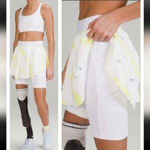 Lululemon Court Rival High-Rise Skirt Cross Court Wash Electric Lemon Wh…